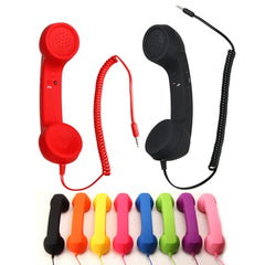 Meltique Retro Phone Handset in red and black with coiled cords, shown with the full colour range