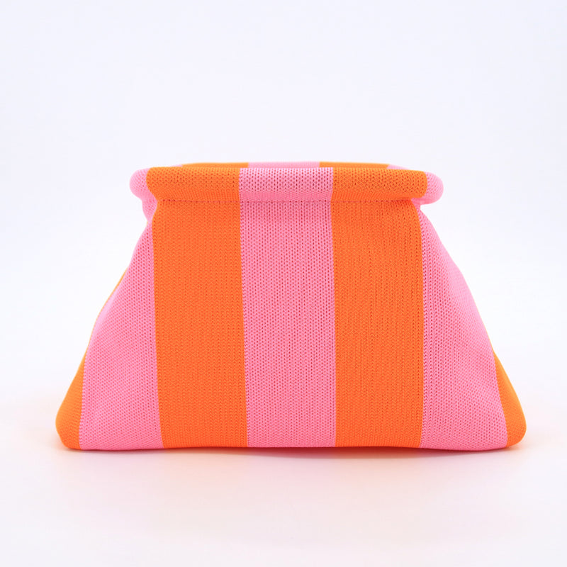 Meltique Candy Stripe Cloud Clutch in pink and orange knitted stripes