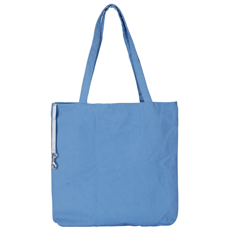 Back of the canvas pet tote showing the zip pocket