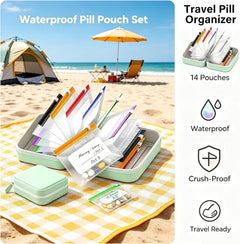 Waterproof, crush-proof and travel ready — 14 pouches included